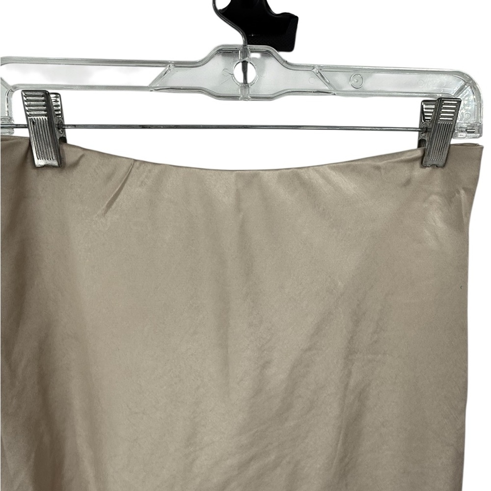 Ee:some Los Angeles Satin Midi Skirt Neutral Beige Side Slit Bias Cut Size M - Picture 4 of 11